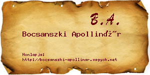 Bocsanszki Apollinár névjegykártya